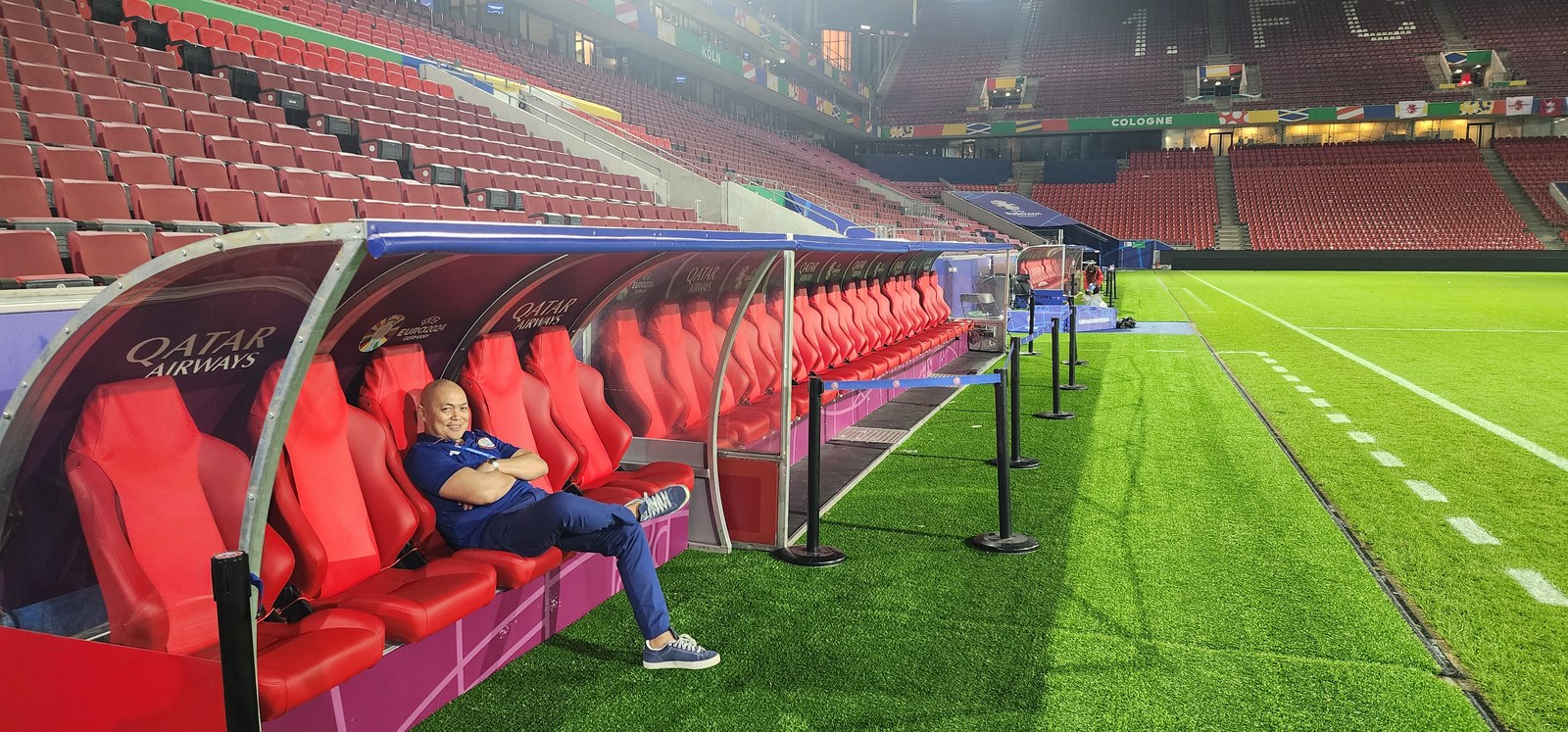On the dugout at Cologne Stadium, Euro 2024
